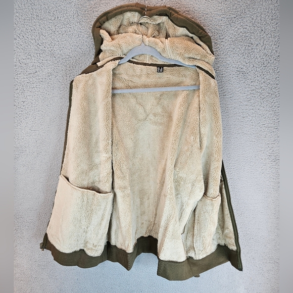 Crysully Mens Sweatshirt Jacket Sz XL & M Green Fleece Sherpa Lining  Hoodie - Picture 8 of 16